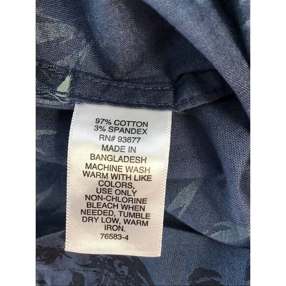 Mutual Weave Mens Size Tall Medium Short Sleeve Pocket Floral Shirt Dark Blue - Picture 6 of 6